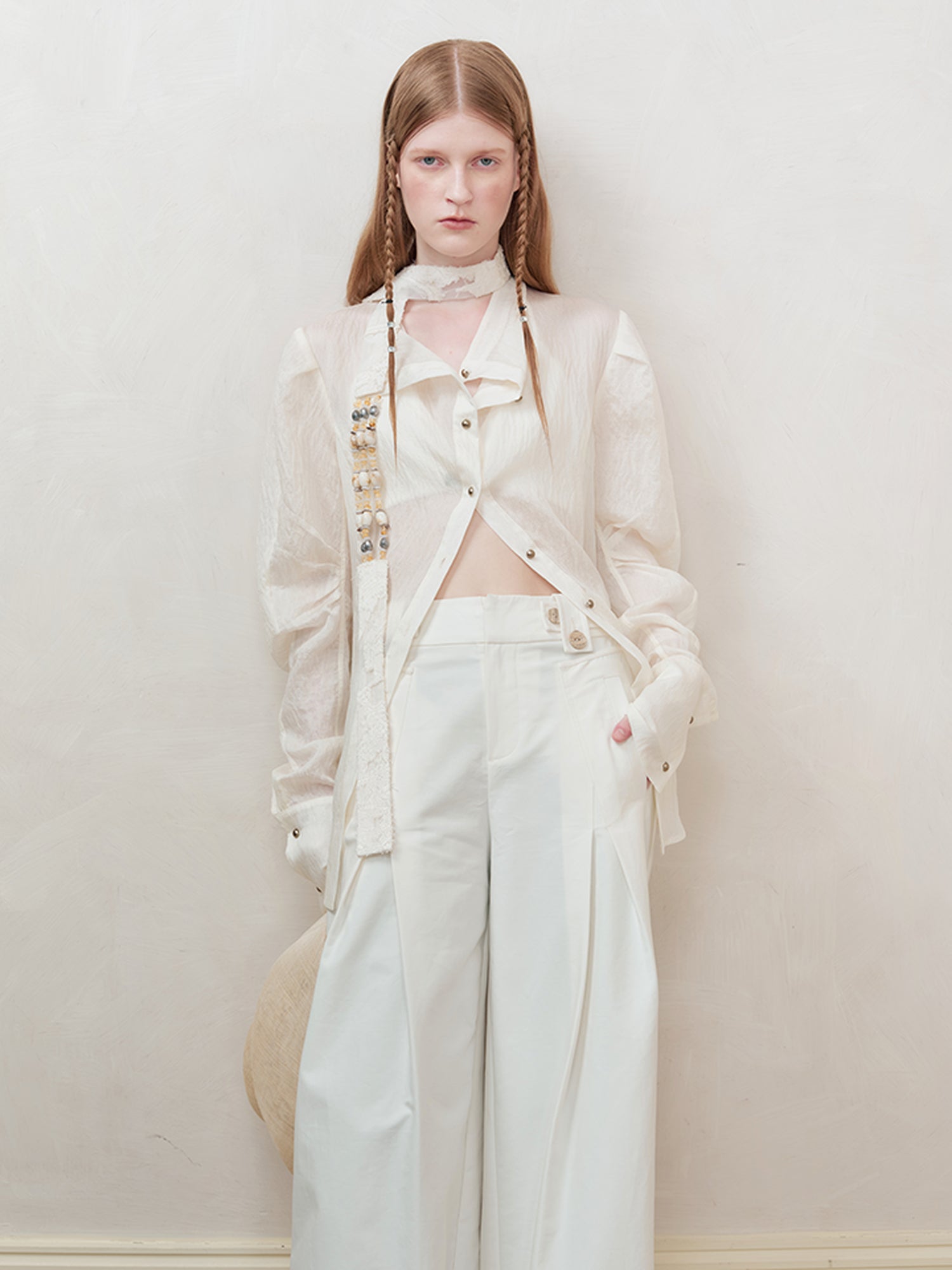 AnnoMundi Woven Glow Textured Linen Shirt