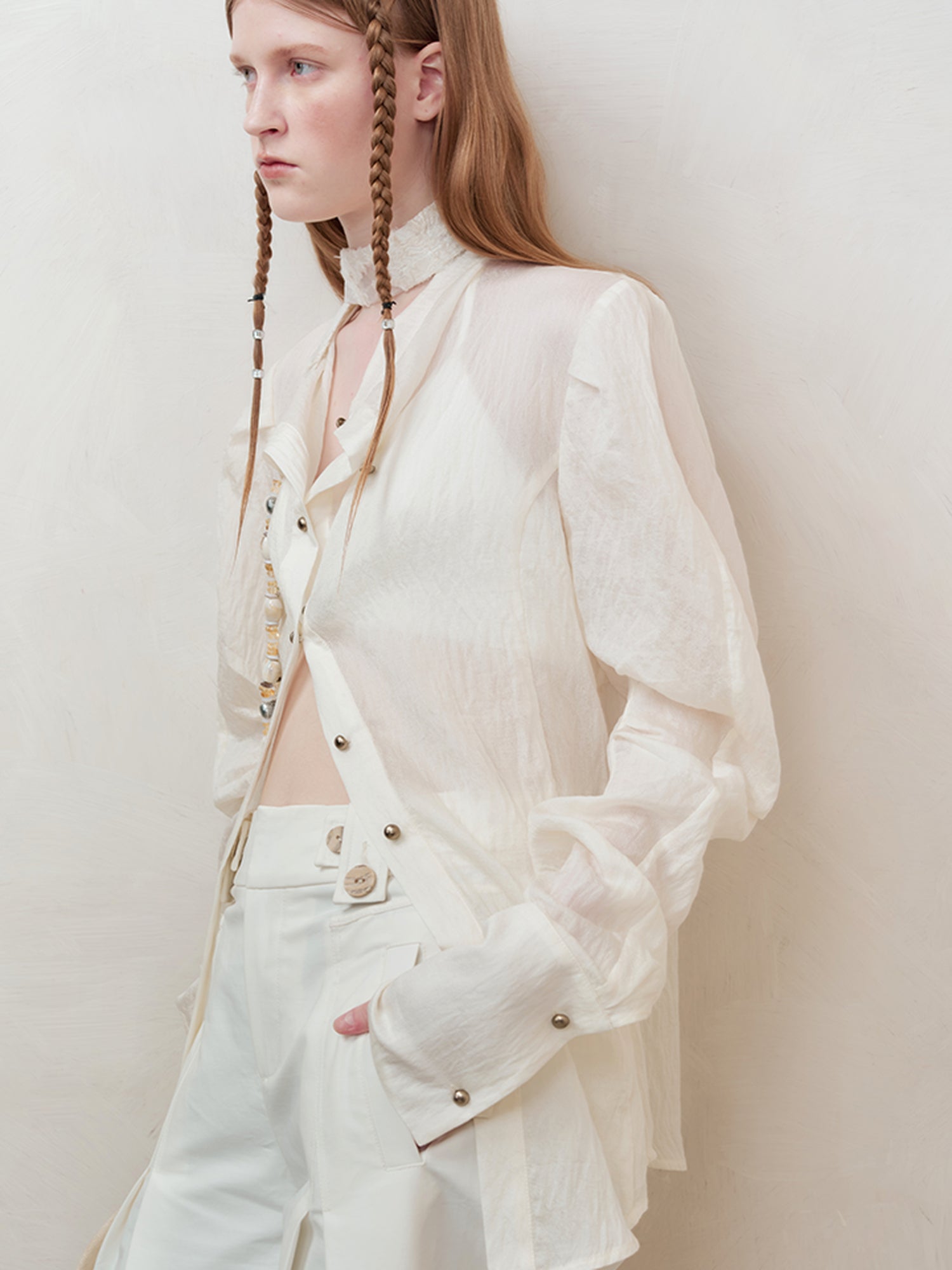 AnnoMundi Woven Glow Textured Linen Shirt