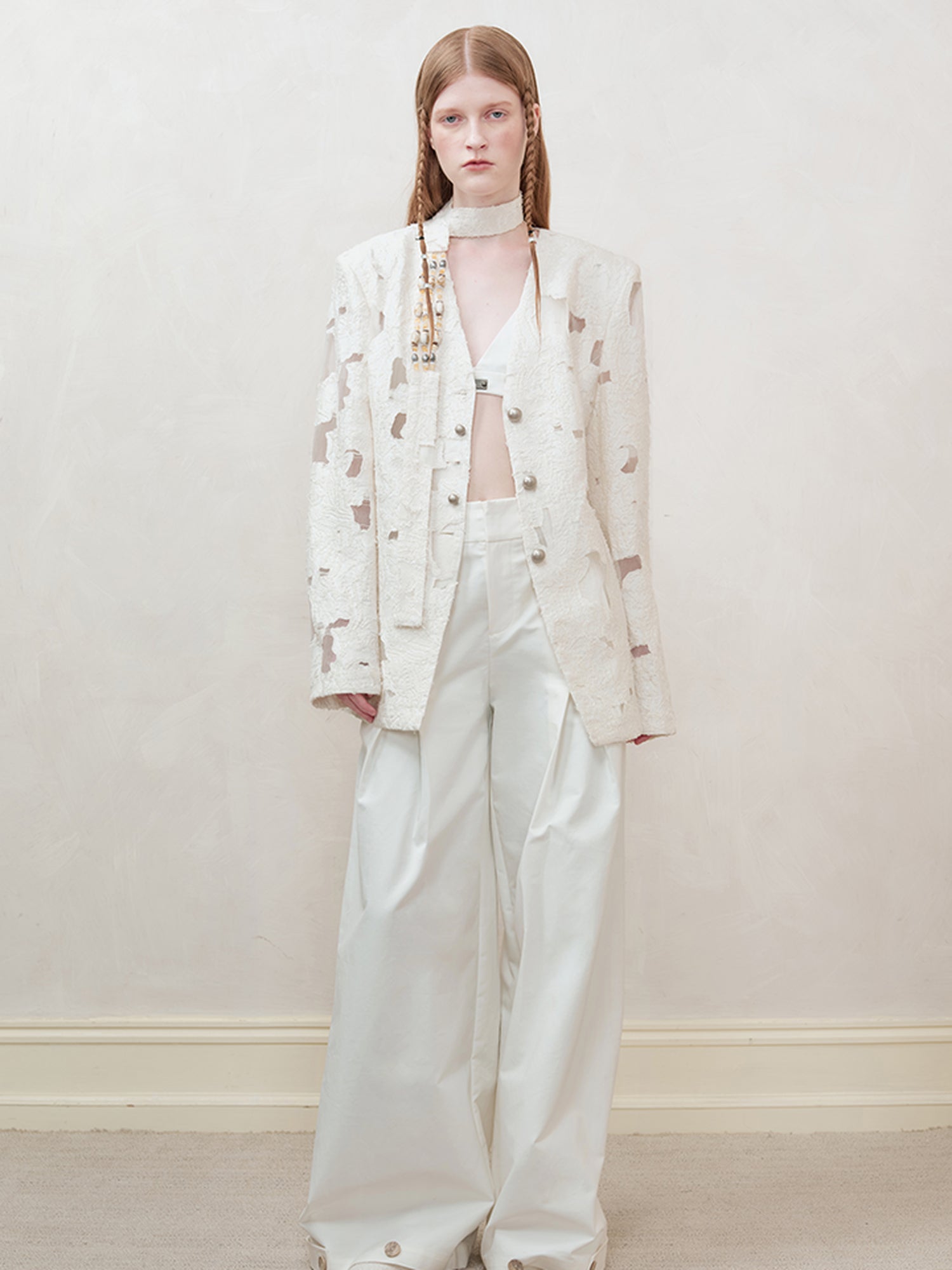 AnnoMundi Woven Knot V Neck Blazer