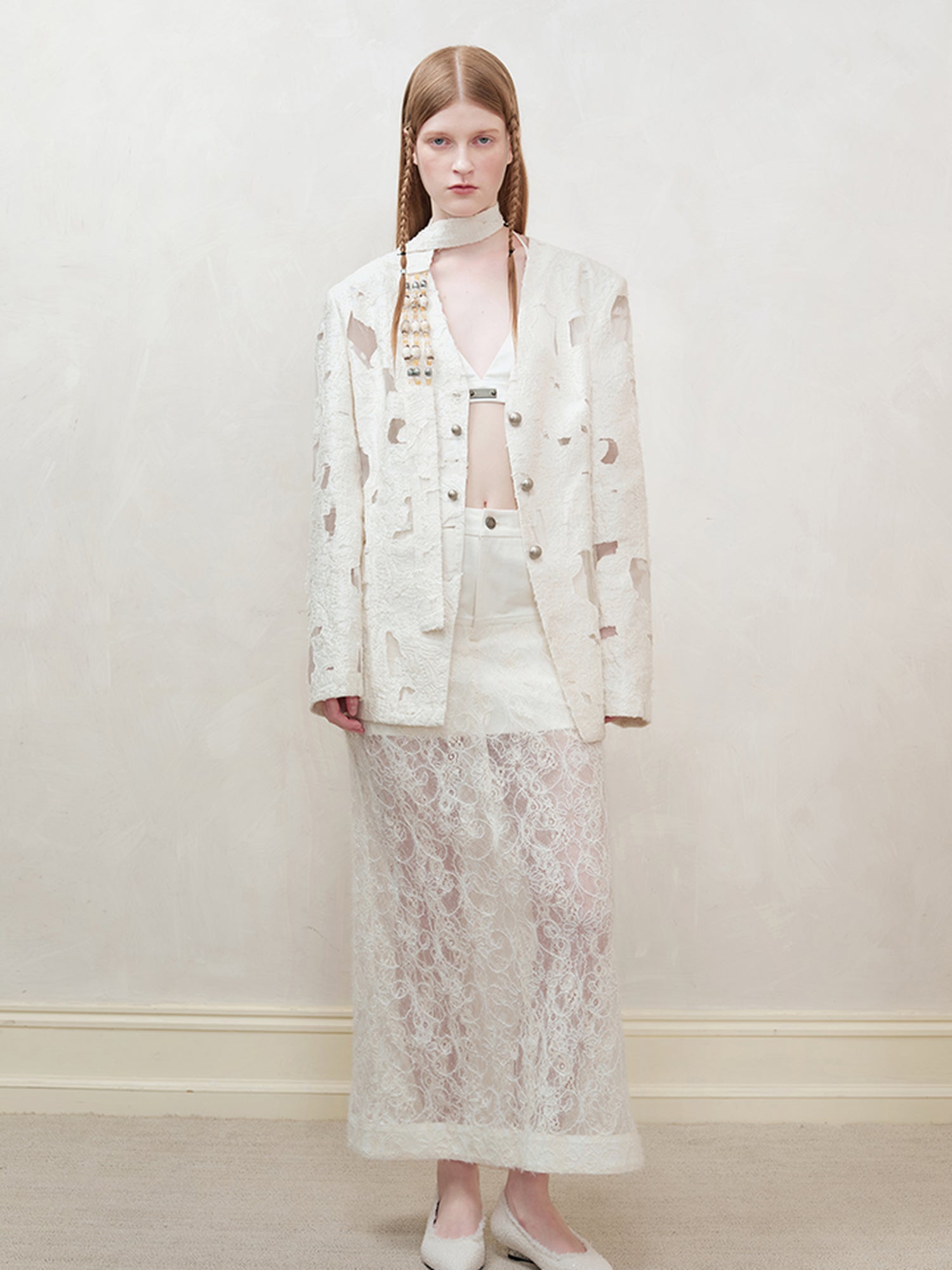 AnnoMundi Woven Knot V Neck Blazer