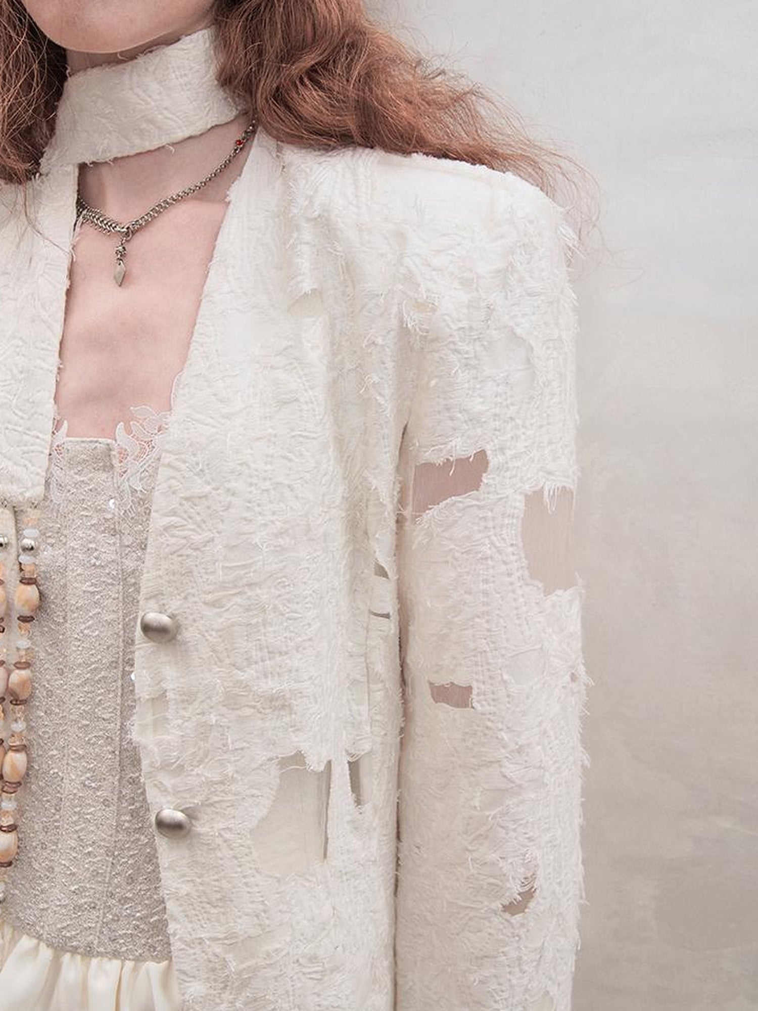 AnnoMundi Woven Knot V Neck Blazer