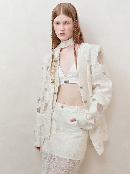 AnnoMundi Woven Knot V Neck Blazer