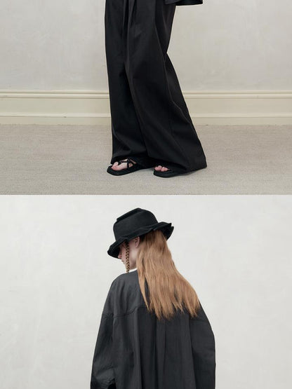 AnnoMundi Woven Texture Linen Blend Oversized Shirt