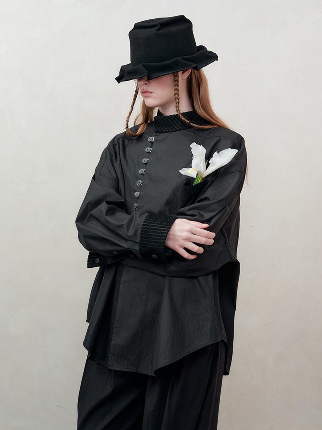 AnnoMundi Woven Texture Linen Blend Oversized Shirt