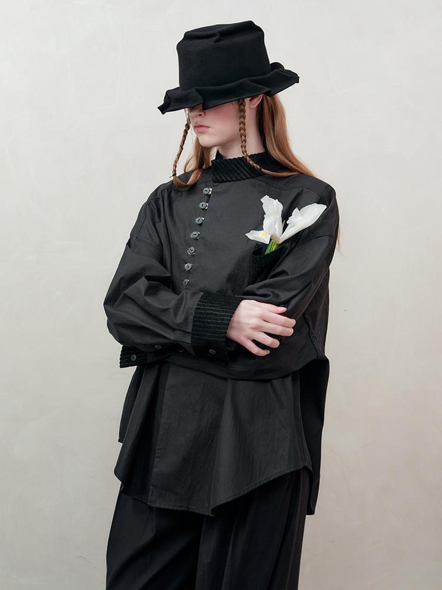 AnnoMundi Woven Texture Linen Blend Oversized Shirt