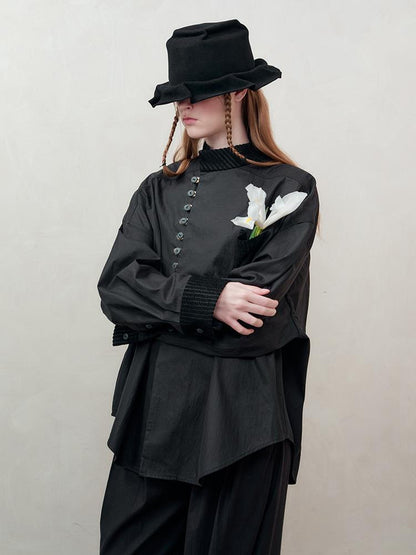AnnoMundi Woven Texture Linen Blend Oversized Shirt