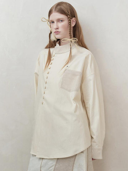 AnnoMundi Woven Texture Linen Blend Oversized Shirt