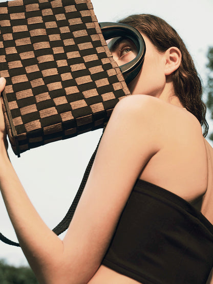 AnnoMundi Woven Wood Tote Timeless Waves