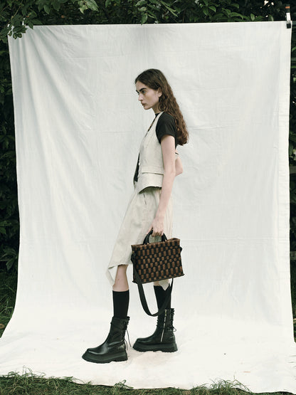 AnnoMundi Woven Wood Tote Timeless Waves