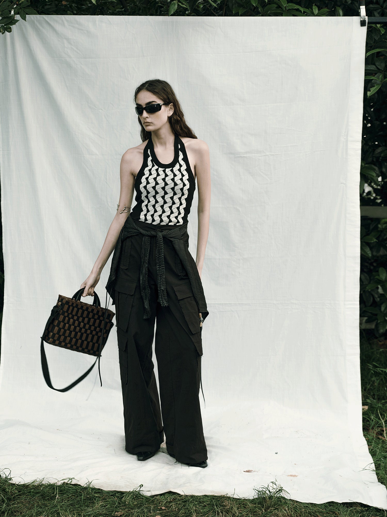 AnnoMundi Woven Wood Tote Timeless Waves