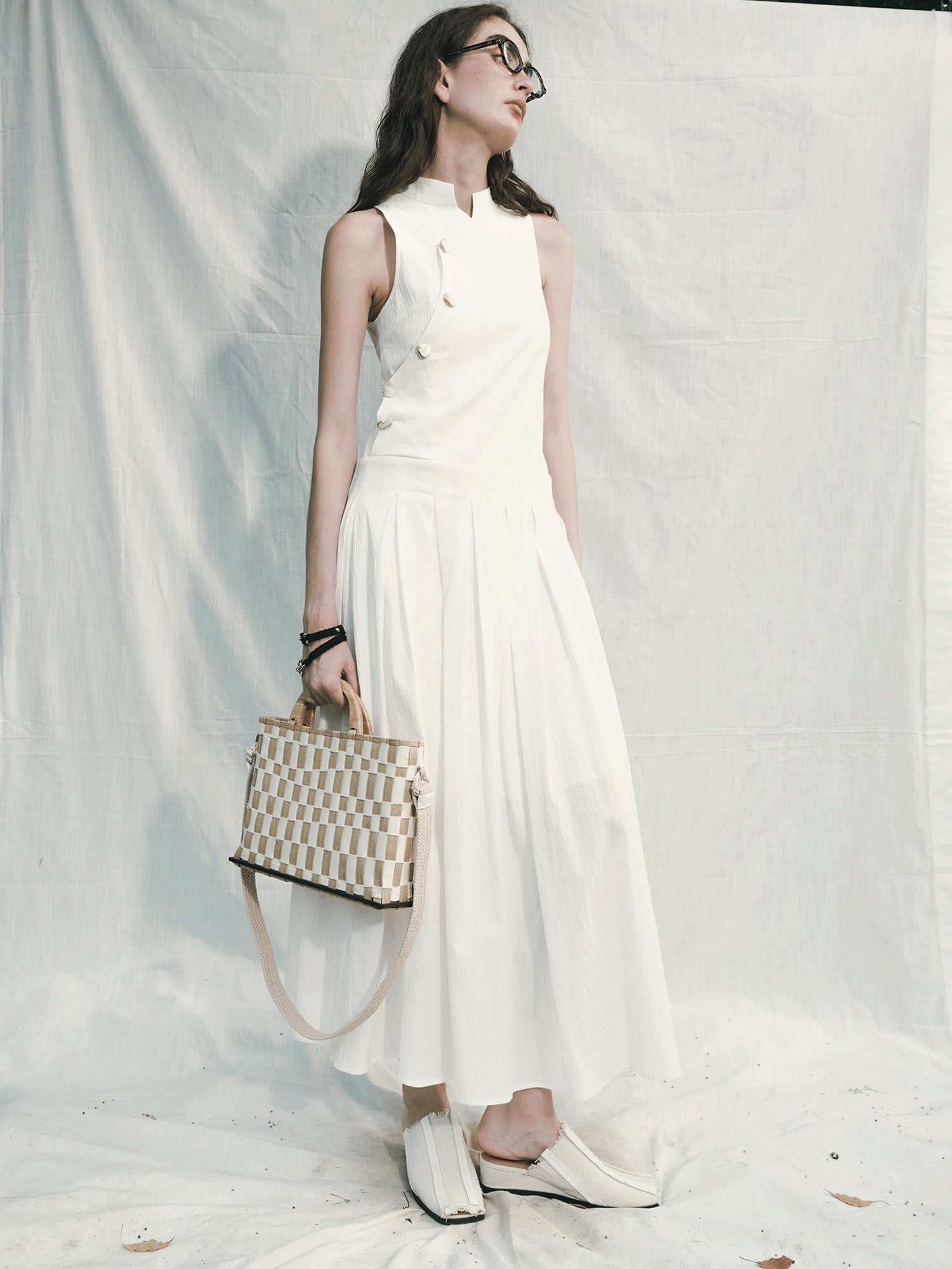 AnnoMundi Woven Wood Tote Timeless Waves