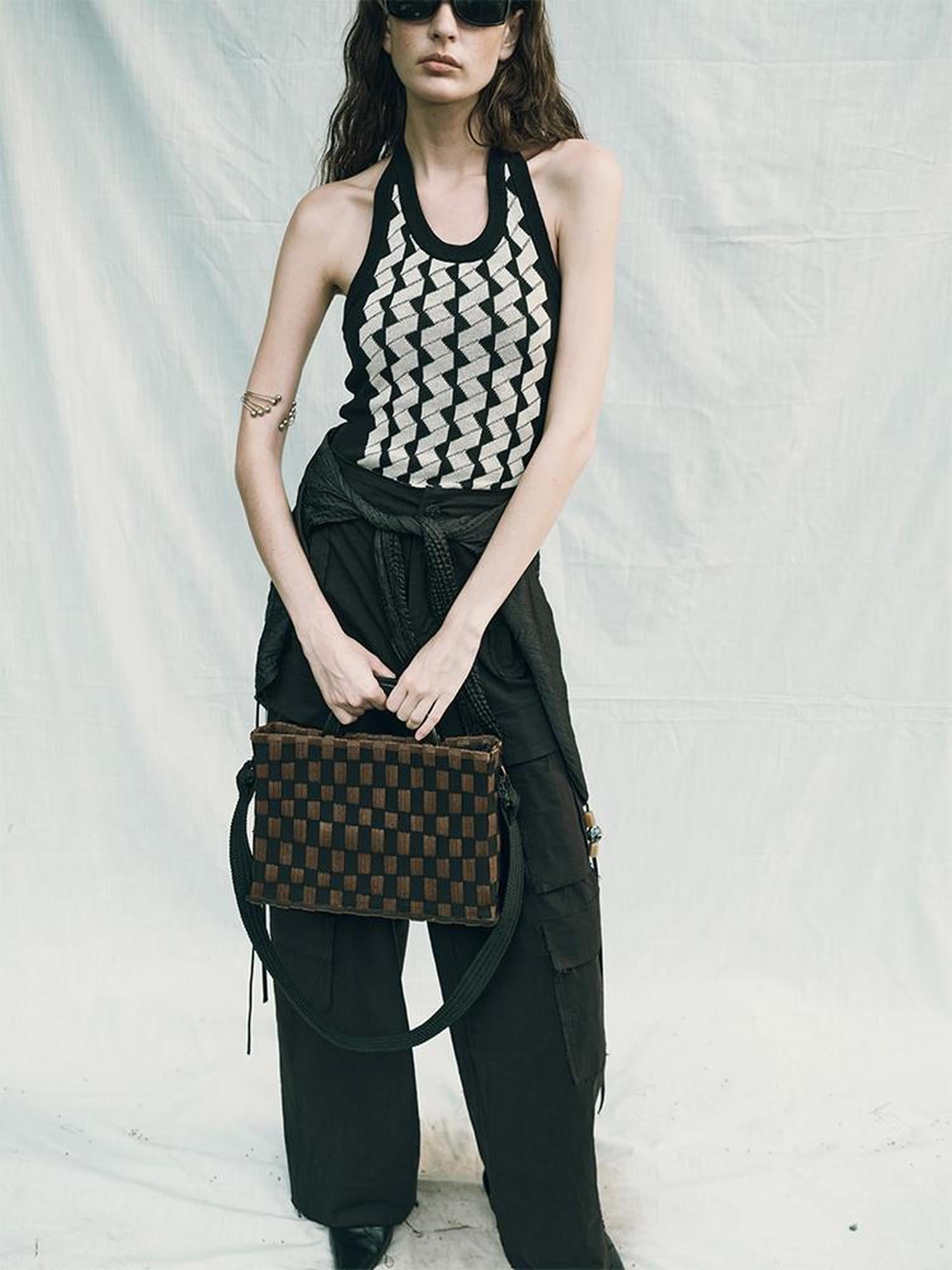 AnnoMundi Woven Wood Tote Timeless Waves