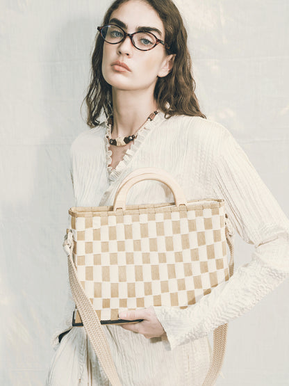 AnnoMundi Woven Wood Tote Timeless Waves