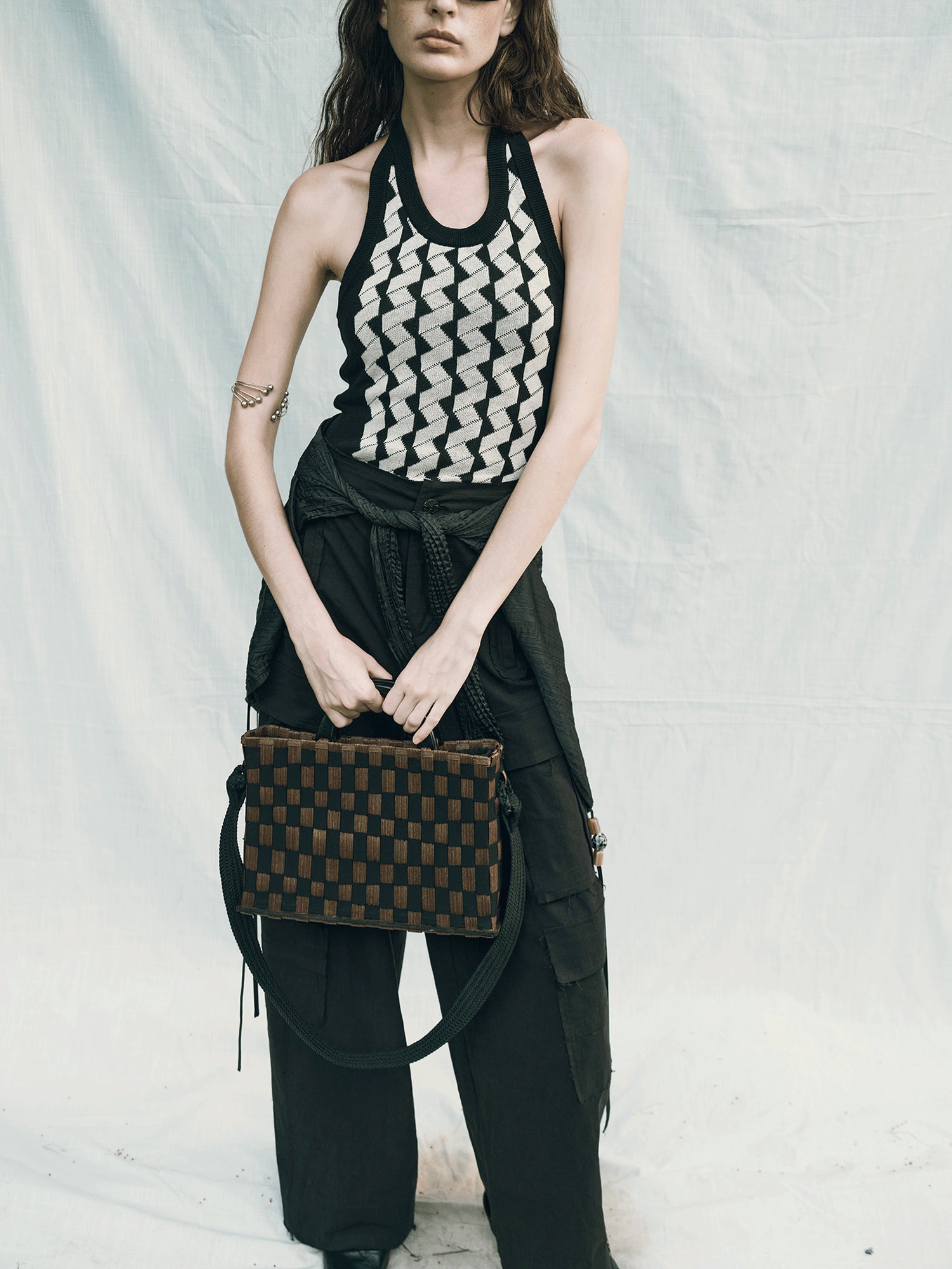 AnnoMundi Woven Wood Tote Timeless Waves