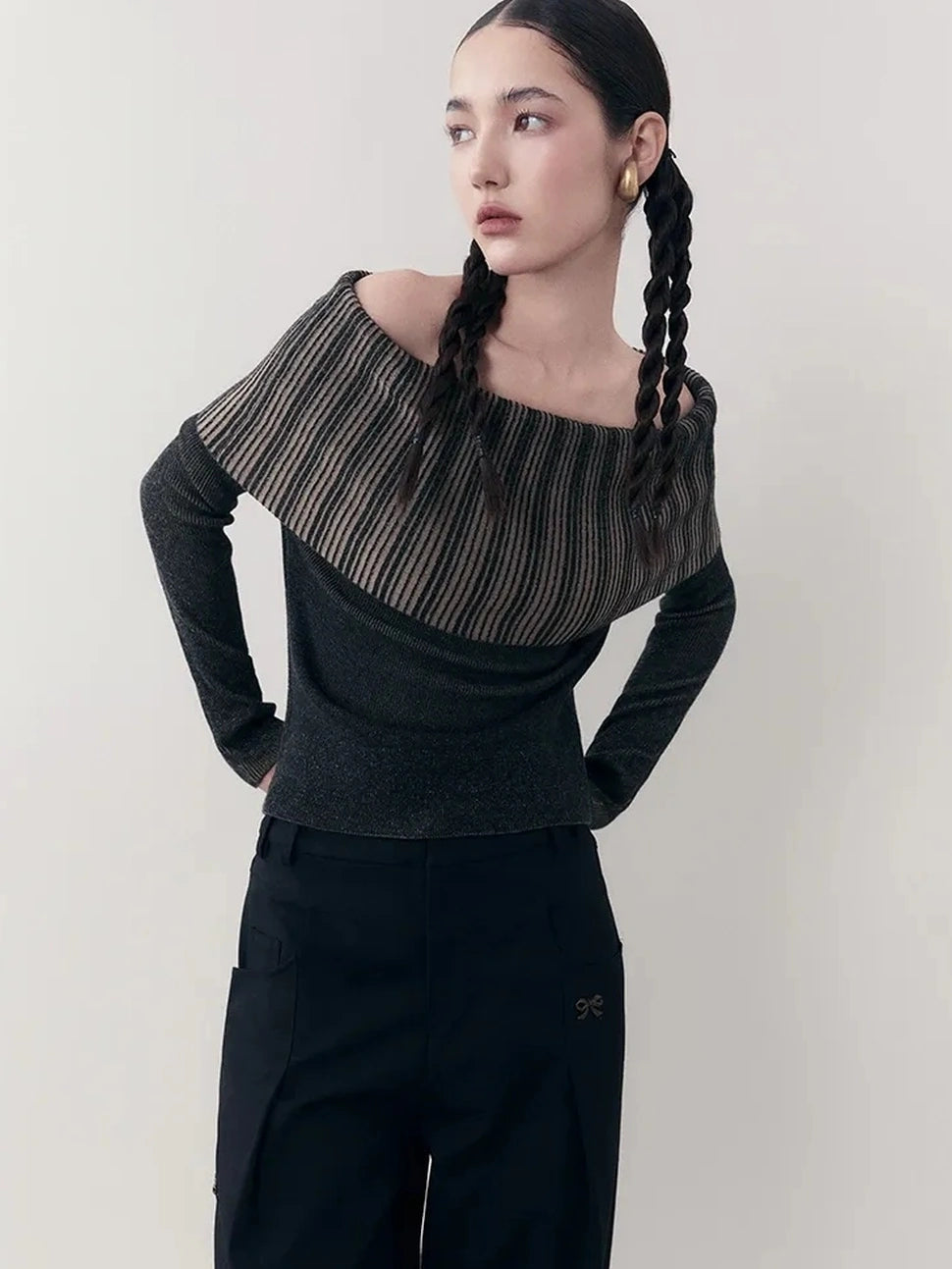 AnnoMundi Wrinkle Resistant Draped Hollow Out Drop Cut Top T-shirt