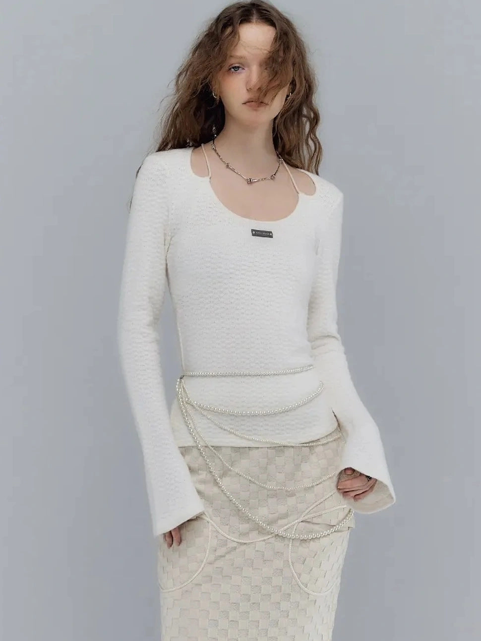 AnnoMundi Wrinkle Resistant Draped Hollow Out Drop Cut Top T-shirt