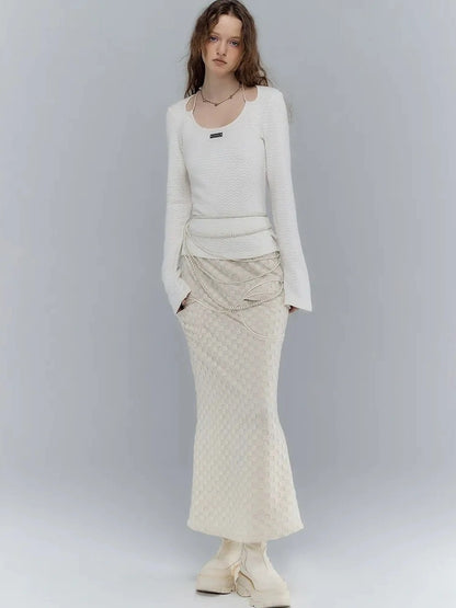 AnnoMundi Wrinkle Resistant Draped Hollow Out Drop Cut Top T-shirt