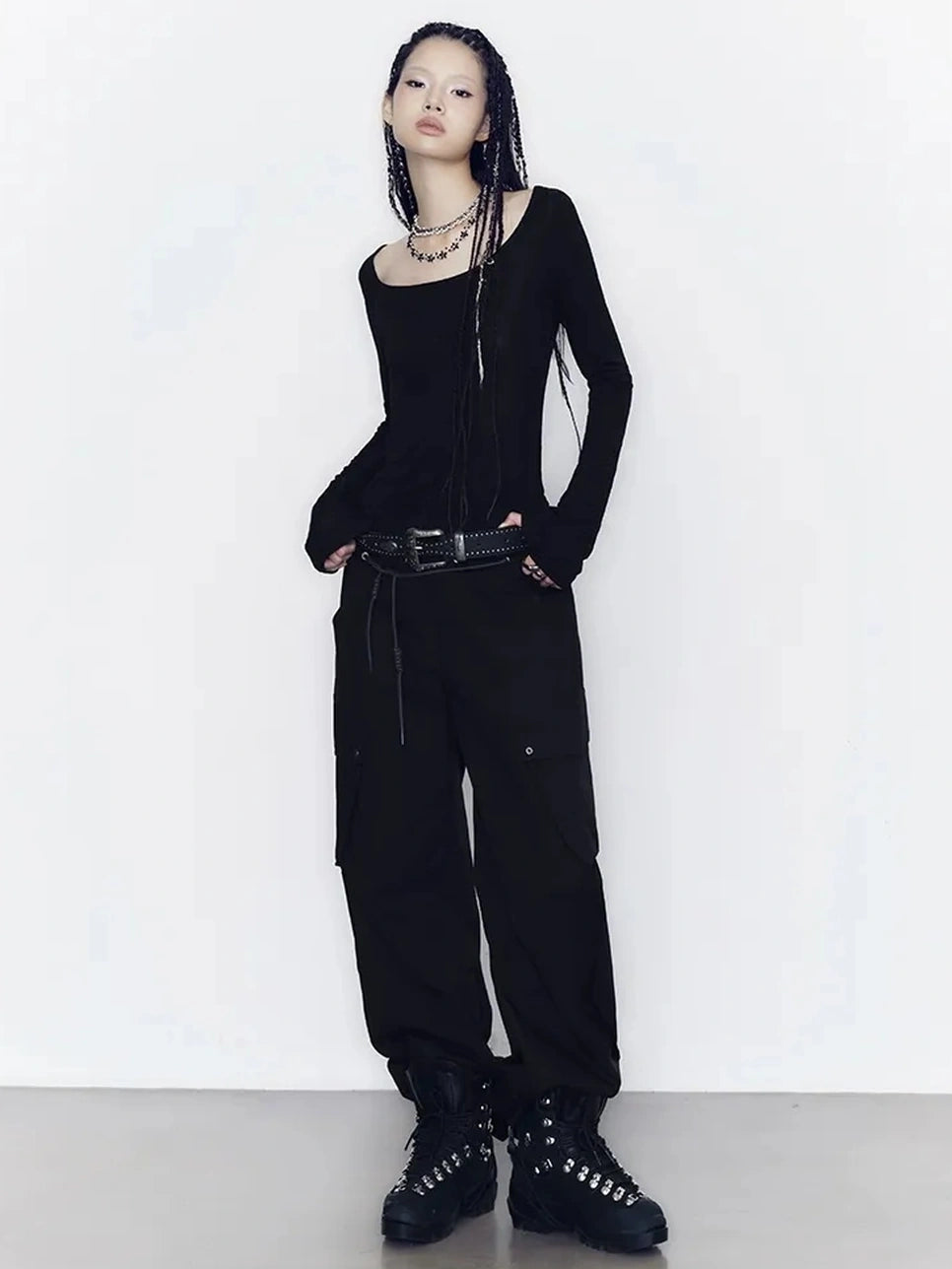 AnnoMundi Wrinkle Resistant Draped Hollow Out Drop Cut Top T-shirt