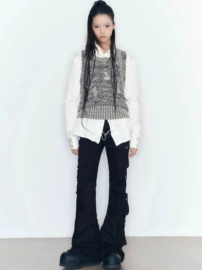 AnnoMundi Wrinkle Resistant Draped Hollow Out Drop Cut Top T-shirt