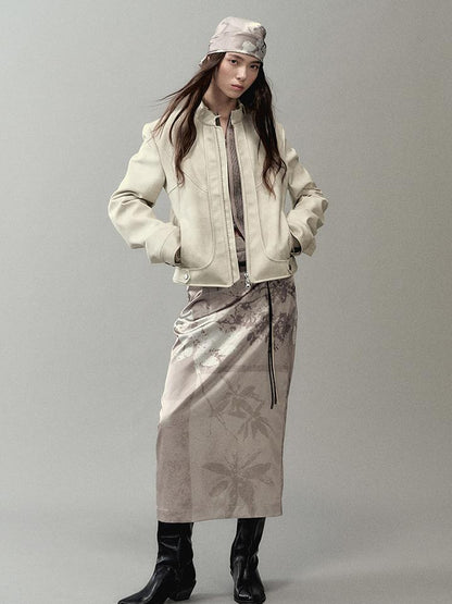 AnnoMundi Zipper Knit Cardigan With Spliced Panels And Distressed Cuffs