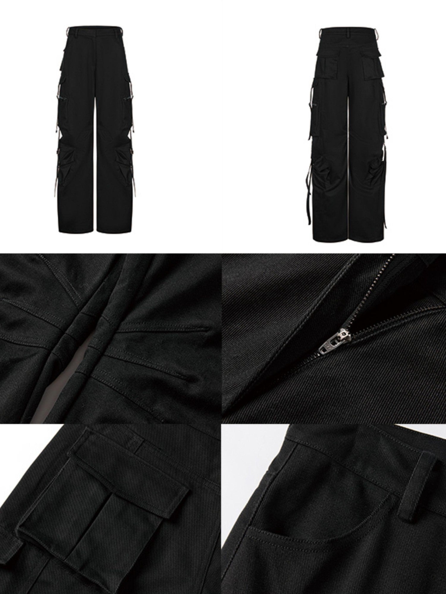 Anti Being General Black Multi Pocket Distressed Cargo Women&