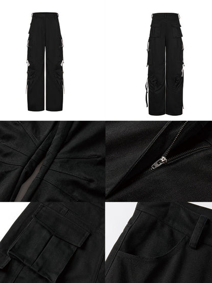 Anti Being General Black Multi Pocket Distressed Cargo Women&