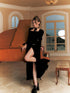 Update Anti Being General Black Rose Strapless Slip Dress Set