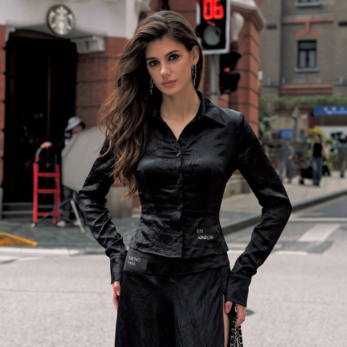 Anti_Being_General_Black_Sexy_Long_Sleeve_Shirt_And_Skirt_Women&