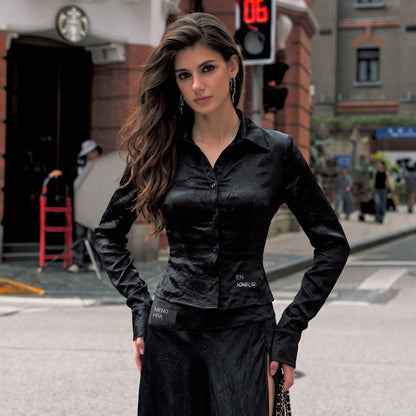 Anti_Being_General_Black_Sexy_Long_Sleeve_Shirt_And_Skirt_Women&