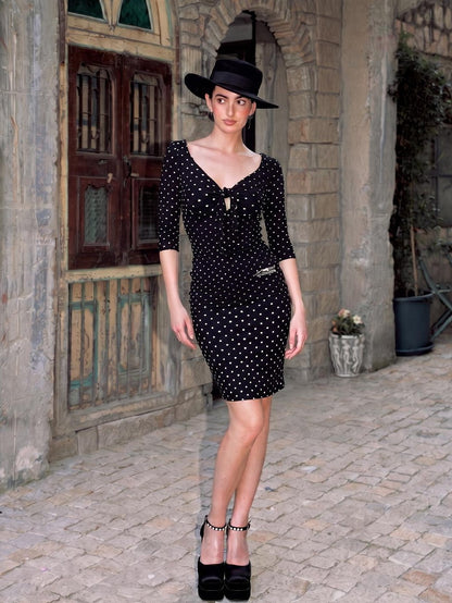 Anti Being General Black Small Polka Dot Retro Knitted Women&