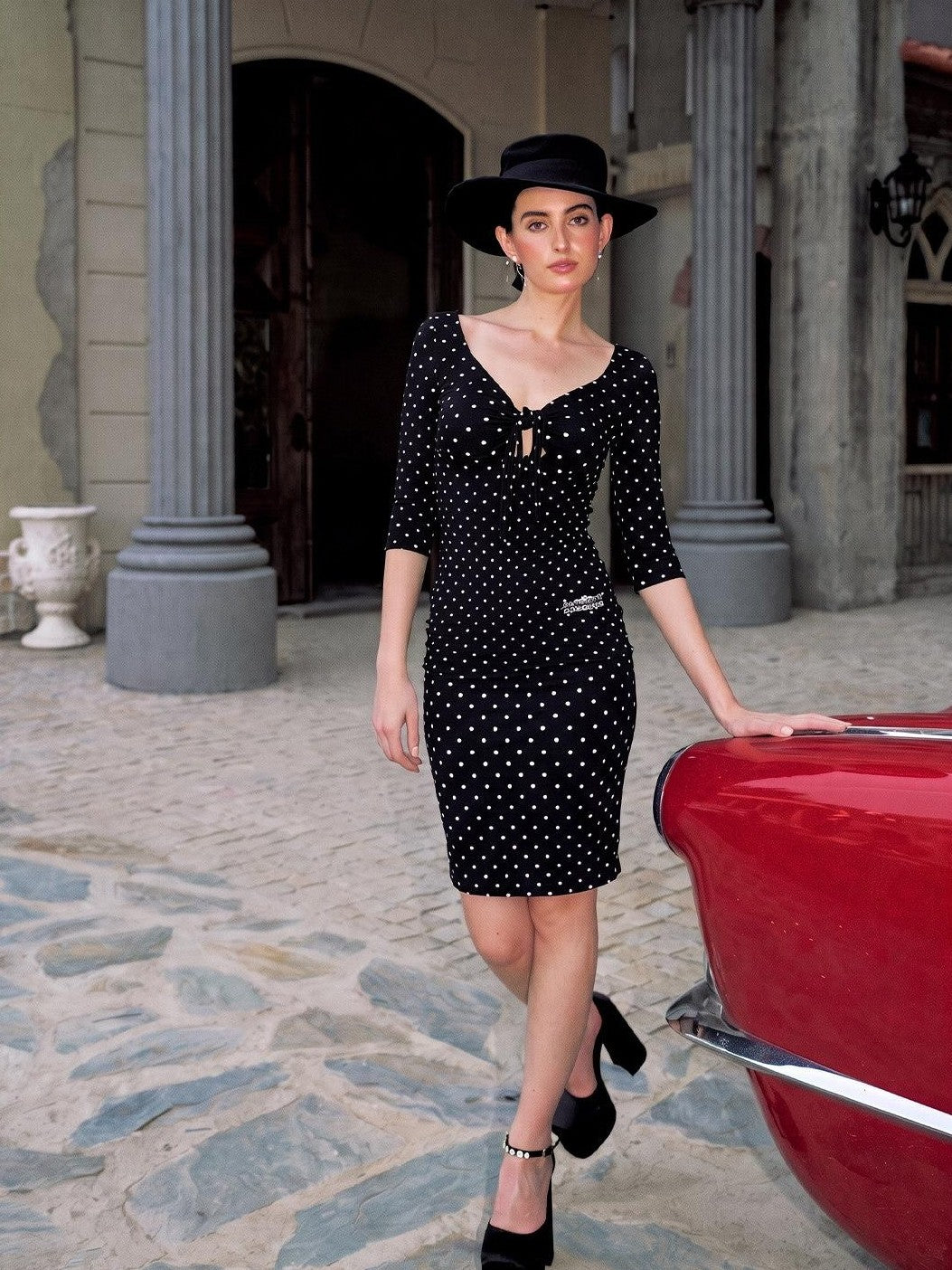 Anti Being General Black Small Polka Dot Retro Knitted Women&