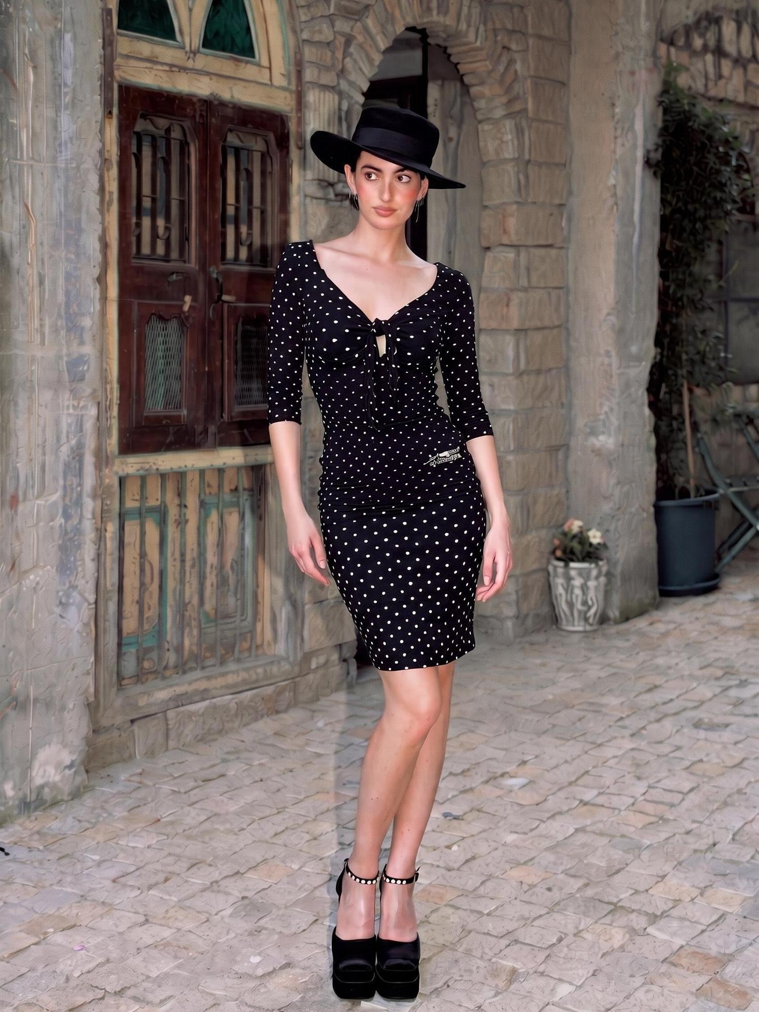 Anti Being General Black Small Polka Dot Retro Knitted Women&