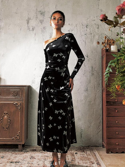 Update Anti Being General Butterfly Dream Bias Cut Velvet Gown