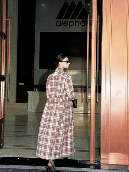 Anti Being General Checked Wool Trench Coat Jacket