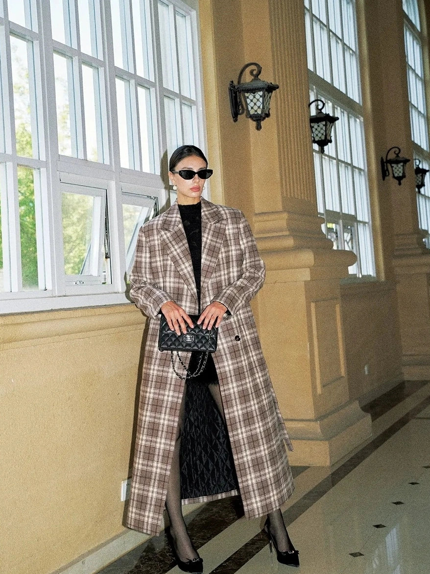 Anti Being General Checked Wool Trench Coat Jacket