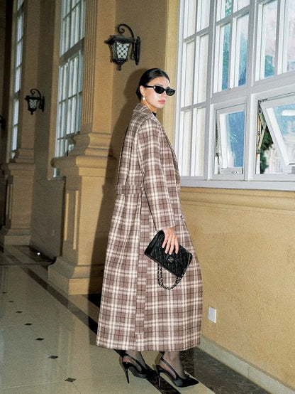 Anti Being General Checked Wool Trench Coat Jacket