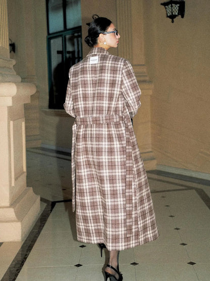 Anti Being General Checked Wool Trench Coat Jacket