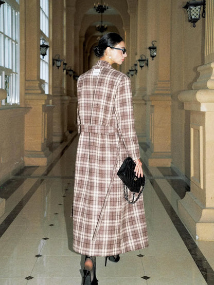 Anti Being General Checked Wool Trench Coat Jacket