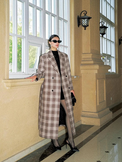 Anti Being General Checked Wool Trench Coat Jacket