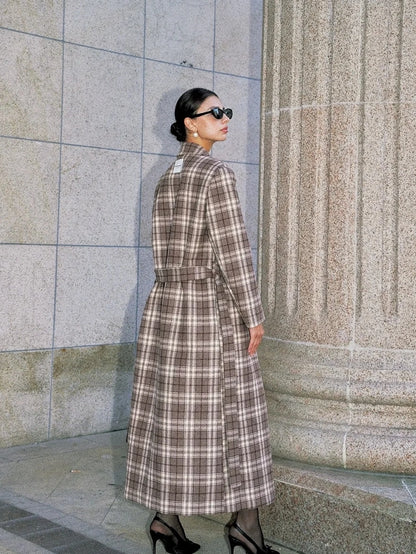 Anti Being General Checked Wool Trench Coat Jacket