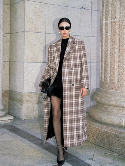 Anti Being General Checked Wool Trench Coat Jacket