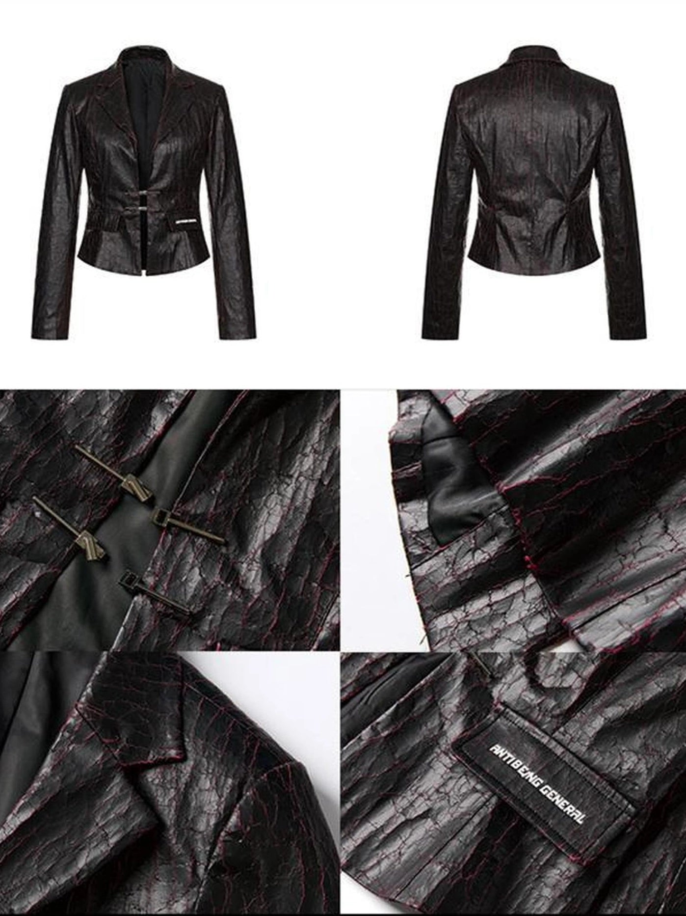 Anti Being General Crocodile Embossed Pu Blazer Mini Skirt Set V-neck T-shirt Long Sleeve Suits