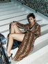 Faux Fur Leopard Print Trench Coat