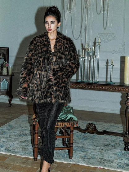 Faux Fur Trench Coat With Leather Trim
