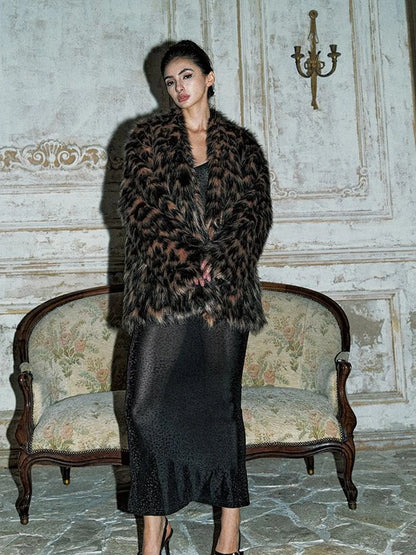 Faux Fur Trench Coat With Leather Trim