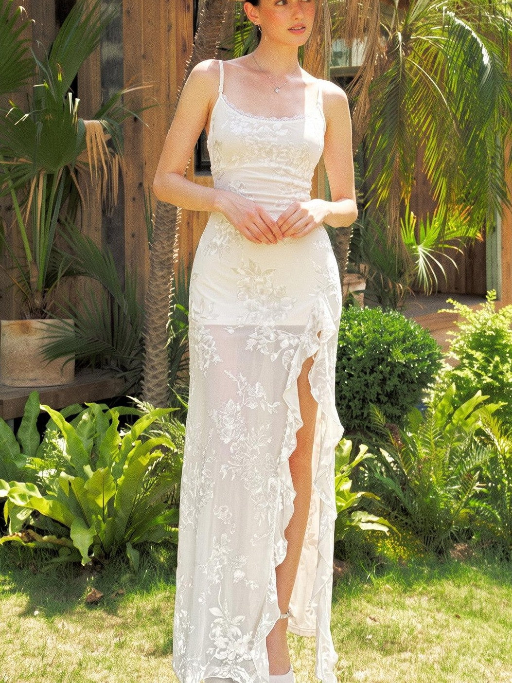 Anti Being General French Sheer Rose Strapless White Women&