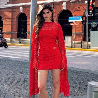 Anti_Being_General_Lace_Ruched_Cape_Square_Neck_Long_Sleeve_Women&