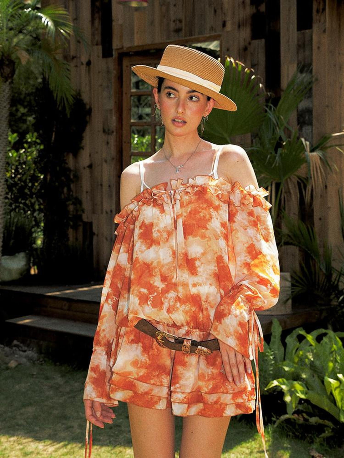 Anti Being General Orange Puff Sleeve Loose Women&