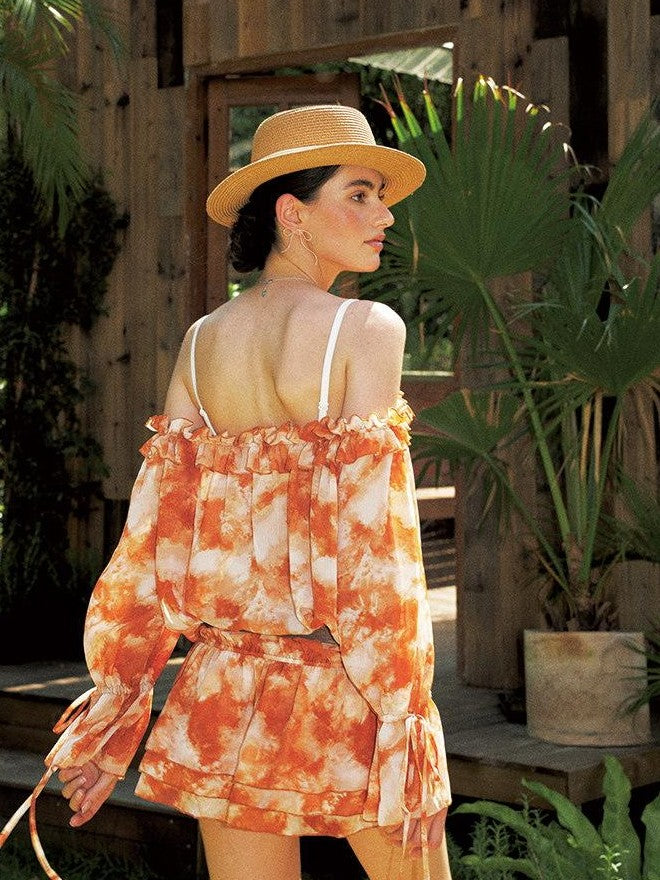 Anti Being General Orange Puff Sleeve Loose Women&
