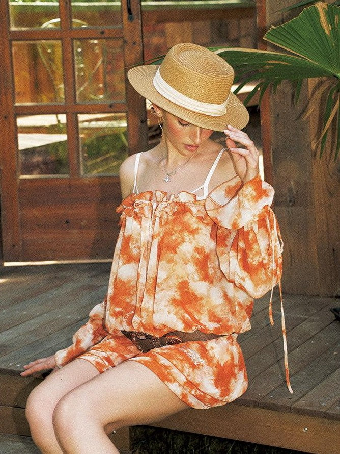 Anti Being General Orange Puff Sleeve Loose Women&